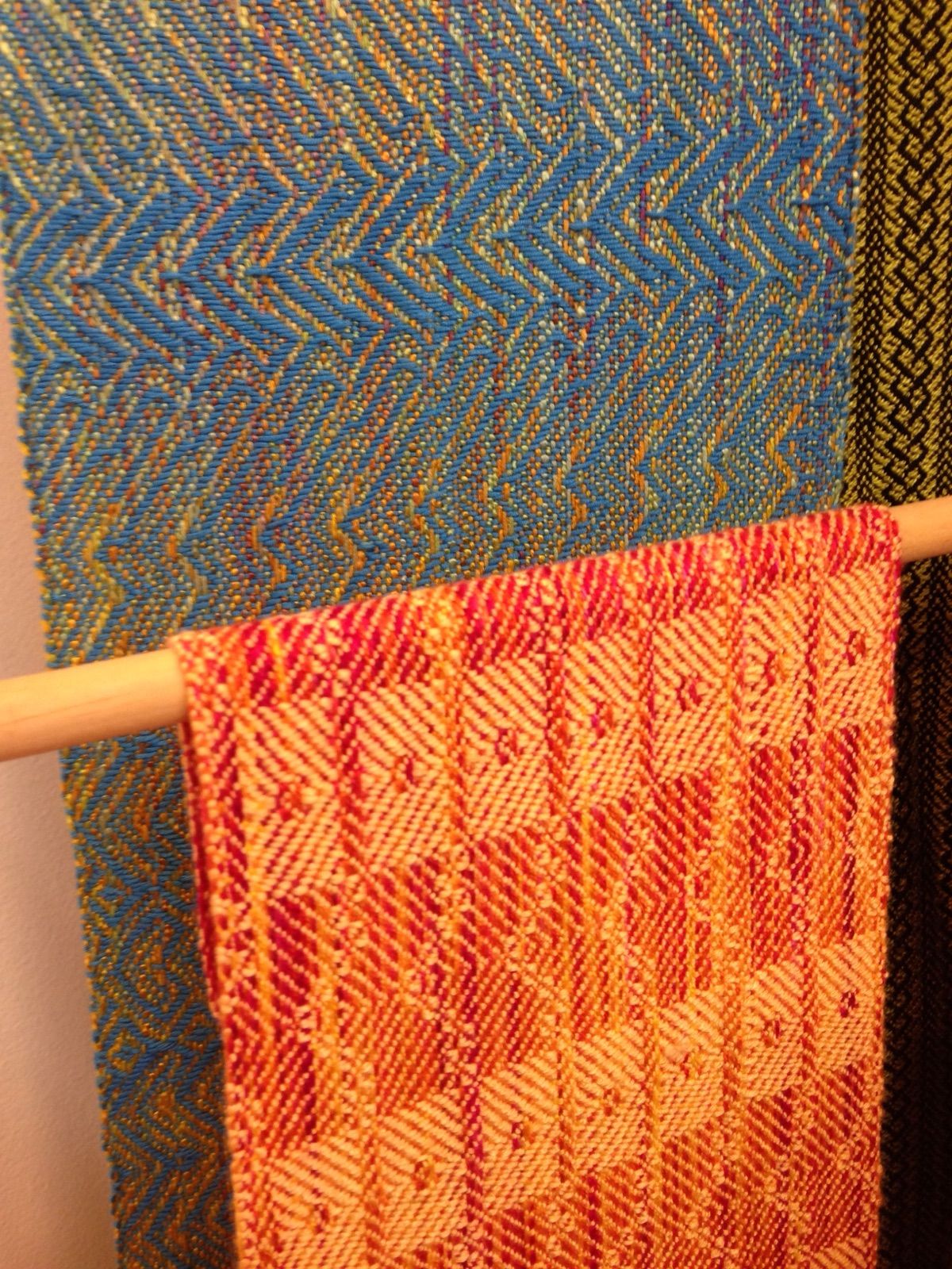 Weavings in hand-dyed yarn, woven by Mary