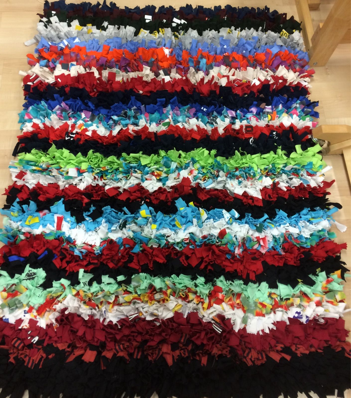 A rug woven from Nancy's son's old T-shirts
